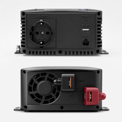 10. Qoltec Przetwornica napięcia Pure Sine Wave | 12V na 230V | 500/1000W | LCD | USB | USB-C | Kompatibilność z LiFePo4 GEL AGM