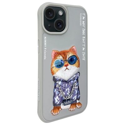 2. Etui Nimmy Glasses Cool Cat na iPhone 15 - szare