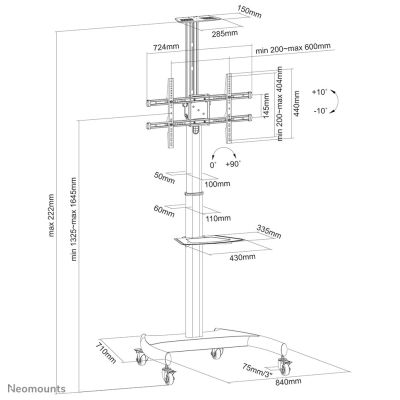 5. Neomounts by Newstar PLASMA-M1900E uchwyt do tablic informacyjnych 177,8 cm (70") Czarny