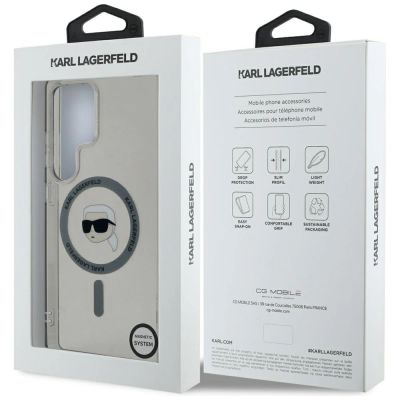 8. Etui Karl Lagerfeld Button Karl Head Printed Logo MagSafe Samsung Galaxy S25 Ultra czarny