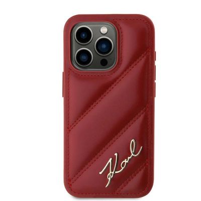 3. Etui Karl Lagerfeld Diagonal Quilted Script na iPhone 15 Pro Max - czerwone