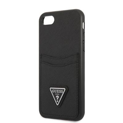 6. Etui Guess Saffiano Triangle Logo Cardslot na iPhone 7 / 8 / SE 2020 / SE 2022 - czarne