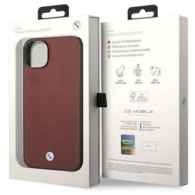 8. Etui BMW Leather Diamond Pattern na iPhone 14 - burgundowe