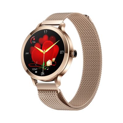 2. Smartwatch Damski VELTORI VT340-1 Złota Bransoleta + Różowy Pasek Silikonowy