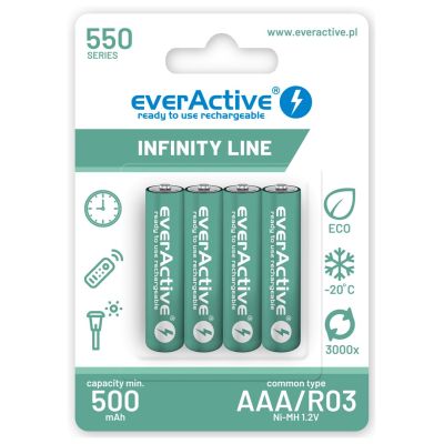 2. EVERACTIVE AKUMULATORKI R03/AAA NI-MH 550 MAH INFINITY LINE - BLISTER 4 SZTUKI EVHRL03-550