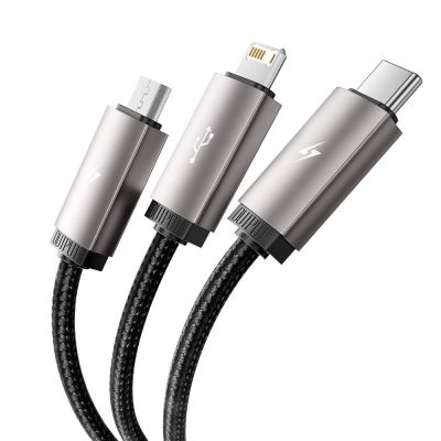 4. Kabel Tech-Protect UltraBoost 3w1 USB-A - Lightning / USB-C / micro USB 3.5A 1m - szary
