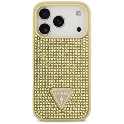 3. Etui Guess Rhinestone Triangle Logo na iPhone 17 Pro - złote