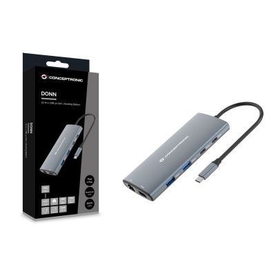 6. Conceptronic DONN06G stacja dokująca Przewodowa USB 3.2 Gen 1 (3.1 Gen 1) Type-C Szary
