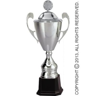 3. Puchar metalowy srebrny z przykrywką