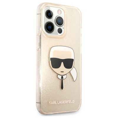4. Etui Karl Lagerfeld Glitter Karl`s Head na iPhone 13 Pro Max - złote