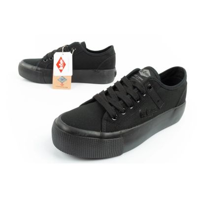 17. Lee Cooper buty sportowe damskie trampki z tkaniny platforma czarne