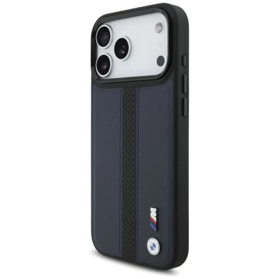 2. Etui BMW M Perforated Stripe Logo MagSafe na iPhone 17 Pro Max - granatowe