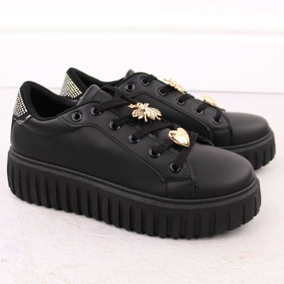 13. Półbuty sportowe damskie na platformie czarne NEWS 4756