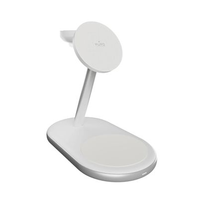 4. Ładowarka bezprzewodowa 3 w 1 Puro Mag Station Qi2 kompatybilna z MagSafe - biała