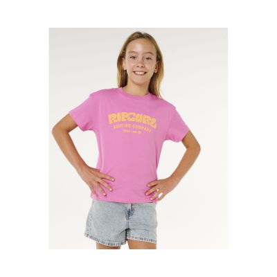 5. Koszulka dziewczęca RIP CURL Surf Puff Relaxed Tee- Girl różowa