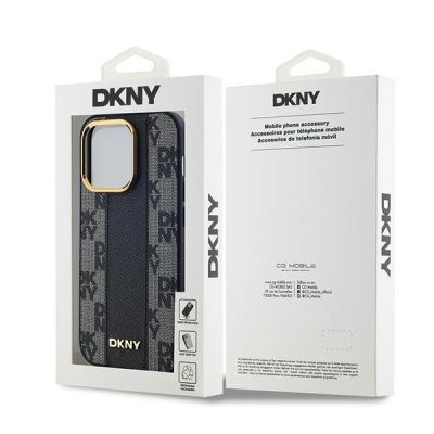 8. Etui DKNY Leather Checkered Mono Pattern MagSafe na iPhone 14 Pro Max - czarne