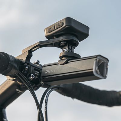 12. Uchwyt rowerowy 2w1 Rockbros FK-301 na kierownicę do licznika/nawigacji i kamerki/oświetlenia - czarny