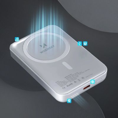 9. Powerbank magnetyczny Wozinsky WRW349YWS 10000 mAh - biały