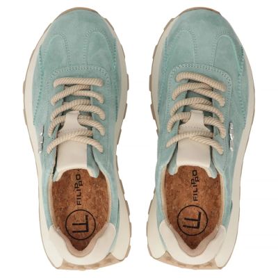 6. Skórzane półbuty sneakersy na platformie zielone Filippo DP7498