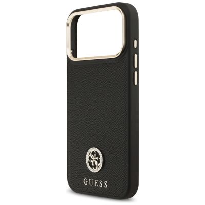 6. Etui Guess Grained Strass Logo MagSafe na iPhone 17 Pro Max - czarne