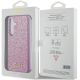 8. Etui Guess Glitter Script na Samsung Galaxy S24 - fioletowe