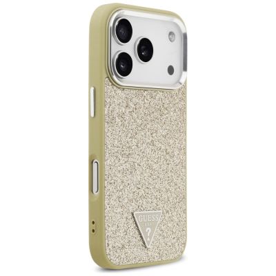 4. Etui Guess Glitter Triangle Logo MagSafe na iPhone 17 Pro - złote