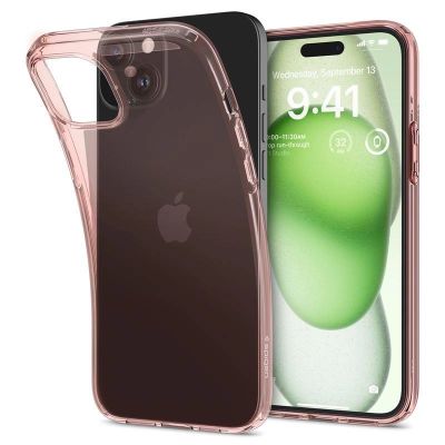 4. Etui Spigen Crystal Flex na iPhone 15 Plus - różowo-przezroczyste