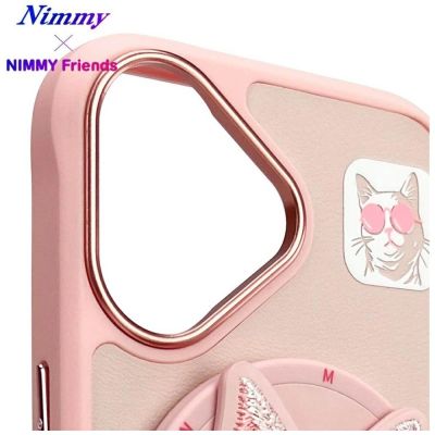 10. Etui Nimmy Glasses Cool Cat MagSafe na iPhone 16 - różowe