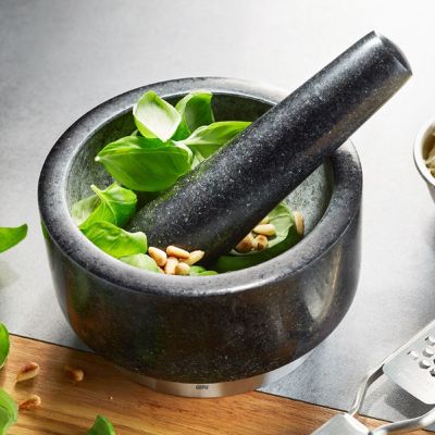 2. GEFU 35300 moździerz i tłuczek Czarny, Stal nierdzewna Granit, Stal nierdzewna