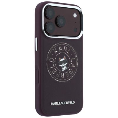 4. Etui Karl Lagerfeld Point & Choupette Sketch MagSafe na iPhone 18 Pro / 17 Pro - burgundowe