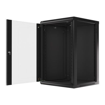 6. Szafa rack Lanberg WF01-6618-10B (18U; 901mm / 600mm / 600 mm; wisząca; Szklane; 19''; kolor czarny)