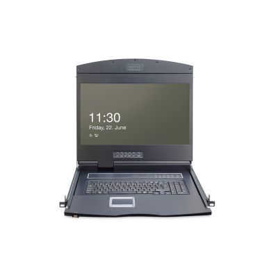 6. Digitus Konsola modułowa z monitorem TFT o przekątnej 19” (48,3 cm), 8-portowym przełącznikiem KVM & touchpadem, klawiatura amerykańska