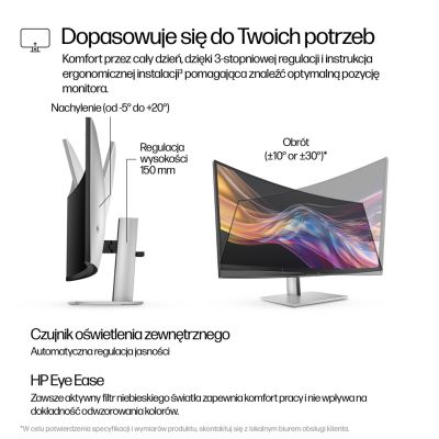 7. Monitor HP LED 37,5” S7 Pro 738pu (8K167AA) Curved IPS WQHD+ HDR400 RJ-45 ThunderBolt 4