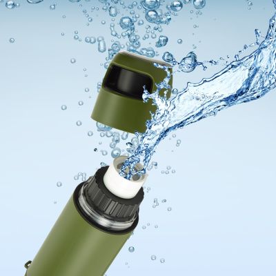 3. Extralink PURISOO+ BUTELKA Z SYSTEMEM FILTRUJACYM Z POMPKA 400ML FILTR UF + ACF Butelka filtrująca wodę 0,4 l Zielony, Oliwkowy
