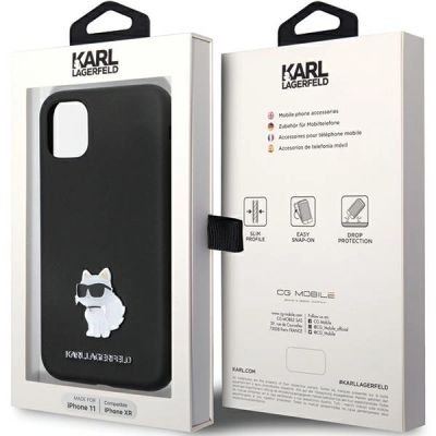 8. Etui Karl Lagerfeld Silicone Choupette Metal Pin na iPhone 11 / Xr - czarne