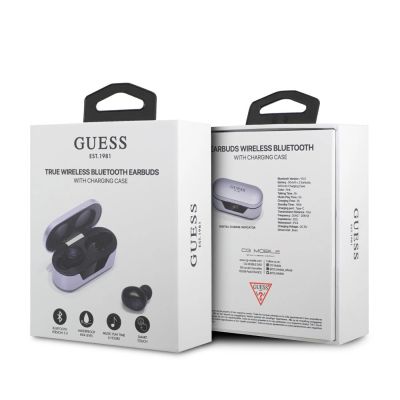 5. Słuchawki Bluetooth Guess TWS + stacja dokująca - fioletowe