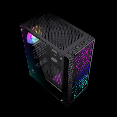 6. GEMBIRD OBUDOWA FORNAX 2500 MIDI-TOWER (1X USB 3.0, 2X USB 2.0, HD AUDIO, SZKLANY PANEL BOCZNY) CZARNA