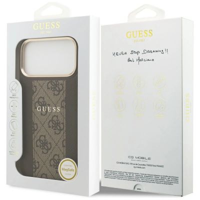 8. Etui Guess 4G Stripe MagSafe na iPhone 17 Pro Max - brązowe