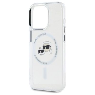 6. Etui Karl Lagerfeld IML Metal Karl&Choupette Head MagSafe na iPhone 15 Pro Max - białe