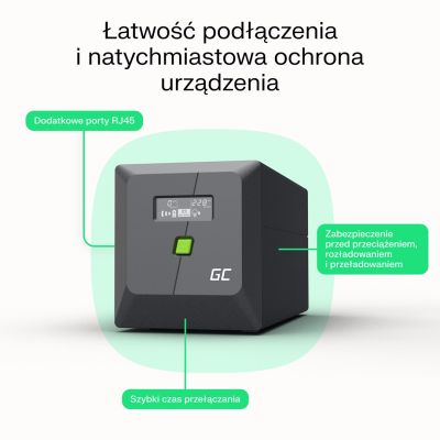 44. GREEN CELL UPS POWERPROOF 600W/1000VA MODYFIKOWANA SINUSOIDA