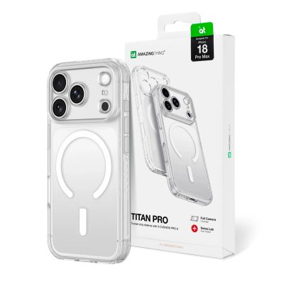 Etui AMAZINGTHING Titan Pro Lens na iPhone 18 Pro Max z osłoną aparatu i mocowaniem na smycz kompatybilne z MagSafe - przezroczyste