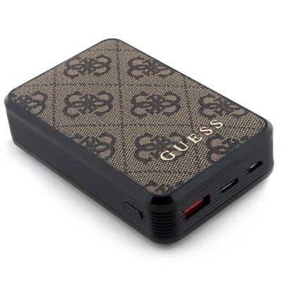 3. Powerbank Guess 4G Leather Metal Logo 18W 10000mAh - brązowy