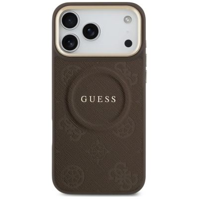 3. Etui Guess Peony Hot Stamp MagSafe na iPhone 18 Pro Max / 17 Pro Max - brązowe