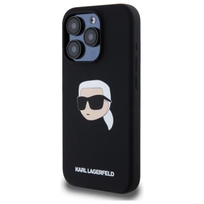 2. Etui Karl Lagerfeld Silicone Karl Head Print MagSafe na iPhone 15  Pro 6.1" - czarne