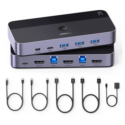 4. Przełącznik KVM Ugreen CM664 HDMI switch 2w1 - czarny