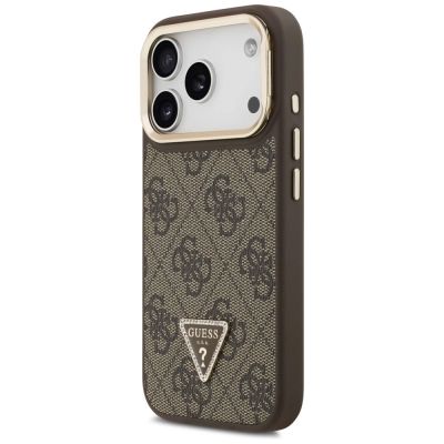 2. Etui Guess 4G PU Triangle Logo & Stand Camera Magsafe na iPhone 17 Pro - brązowe