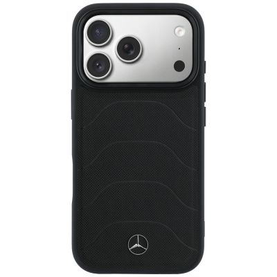 3. Etui Mercedes Leather Mesh with Bow Line MagSafe na iPhone 17 Pro - czarne