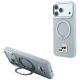 Etui Karl Lagerfeld with Ring Stand 360 Karl & Choupette Heads Pin MagSafe na iPhone 18 Pro Max / 17 Pro Max - szare