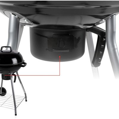 3. GRILL OGRODOWY KULISTY REX STALOWY 46CM Z POPIELNIKIEM