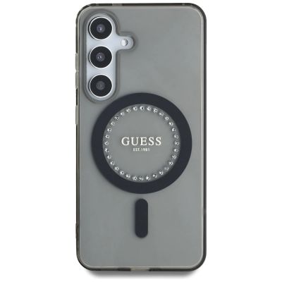 3. Etui Guess Rhinestones Printed Classic Logo MagSafe Samsung Galaxy S25 czarny